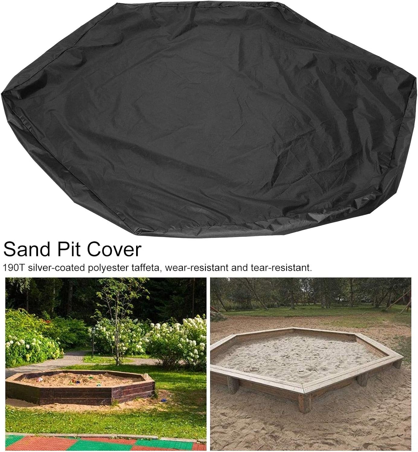bizofft Sandbox Canopy, Durable Sand Pit Cover, Weather Resistance Air Permeability Sandbox for Outdoor(Black, 14011020cm)