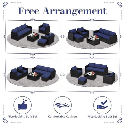 KIGOTY Patio Furniture Set 7 Pieces Conversation Sets, Outdoor Sectional Sofa