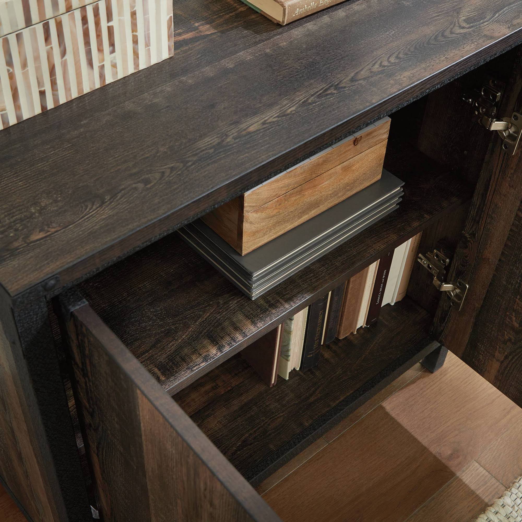 Sauder Steel River Industrial Storage Cabinet in Carbon Oak