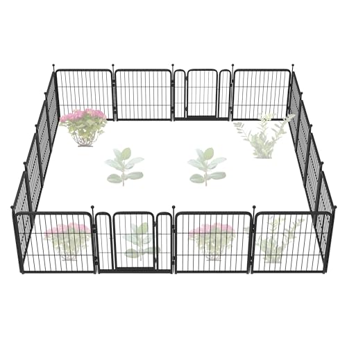 FXW Garden Fence 40in(H) x 36.0ft(L), 16 Panels Decorative Dog Fence Outdoor for The Yard – Heavy Duty Metal Animal Barrier for Dog and Rabbit