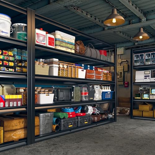 REIBII 60" W Garage Shelving 3000LBS Garage Shelving Heavy Duty Storage Shelves, 5 Tier Metal Shelves, Adjustable Industrial Shelf for Warehouse