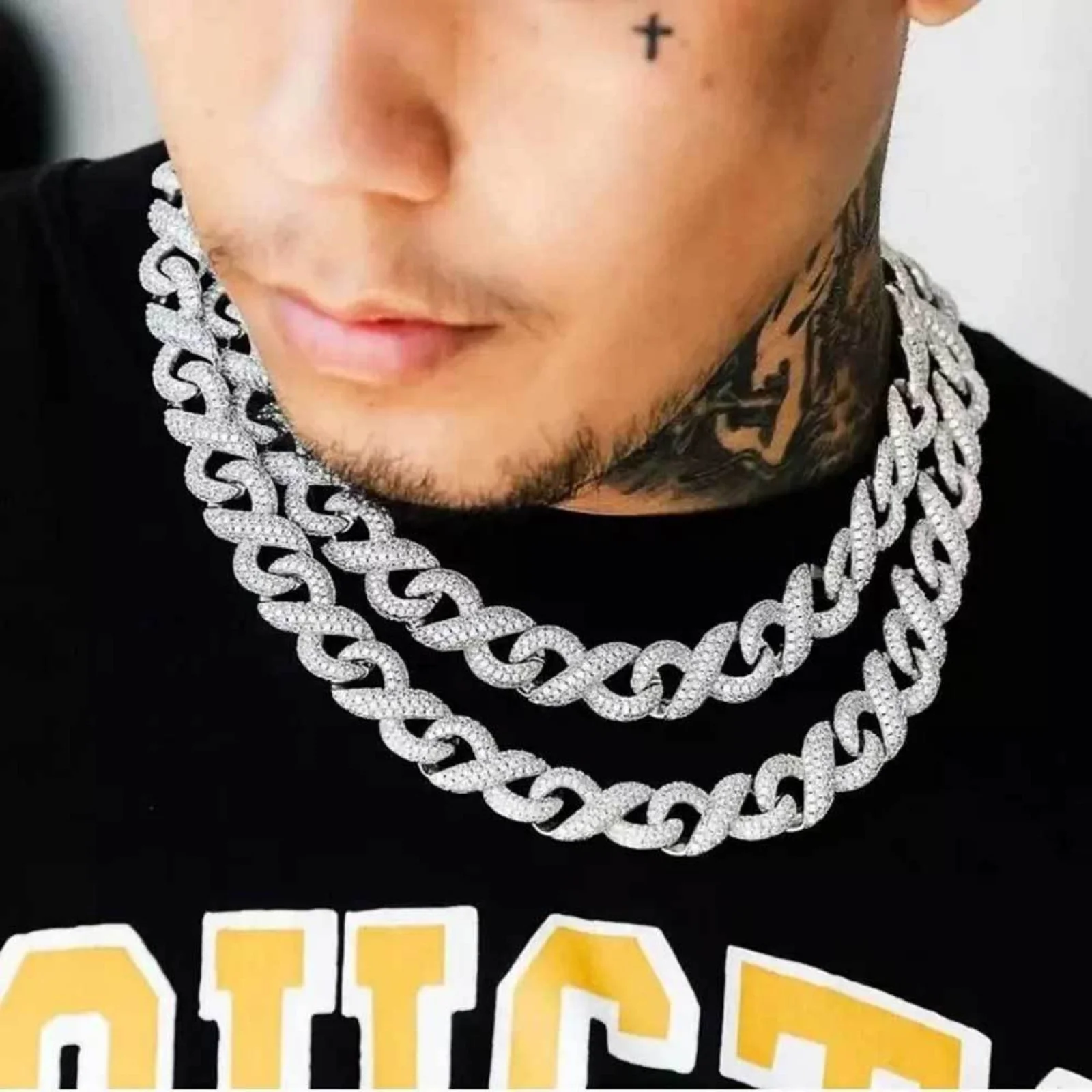 Solid Thick Miami Cuban Link Chain for Men, Sparkling Big Hip Hop Men Cuban Link Chain, Width 15mm Iced Out Cuban Link Necklace, 16-24 Inch