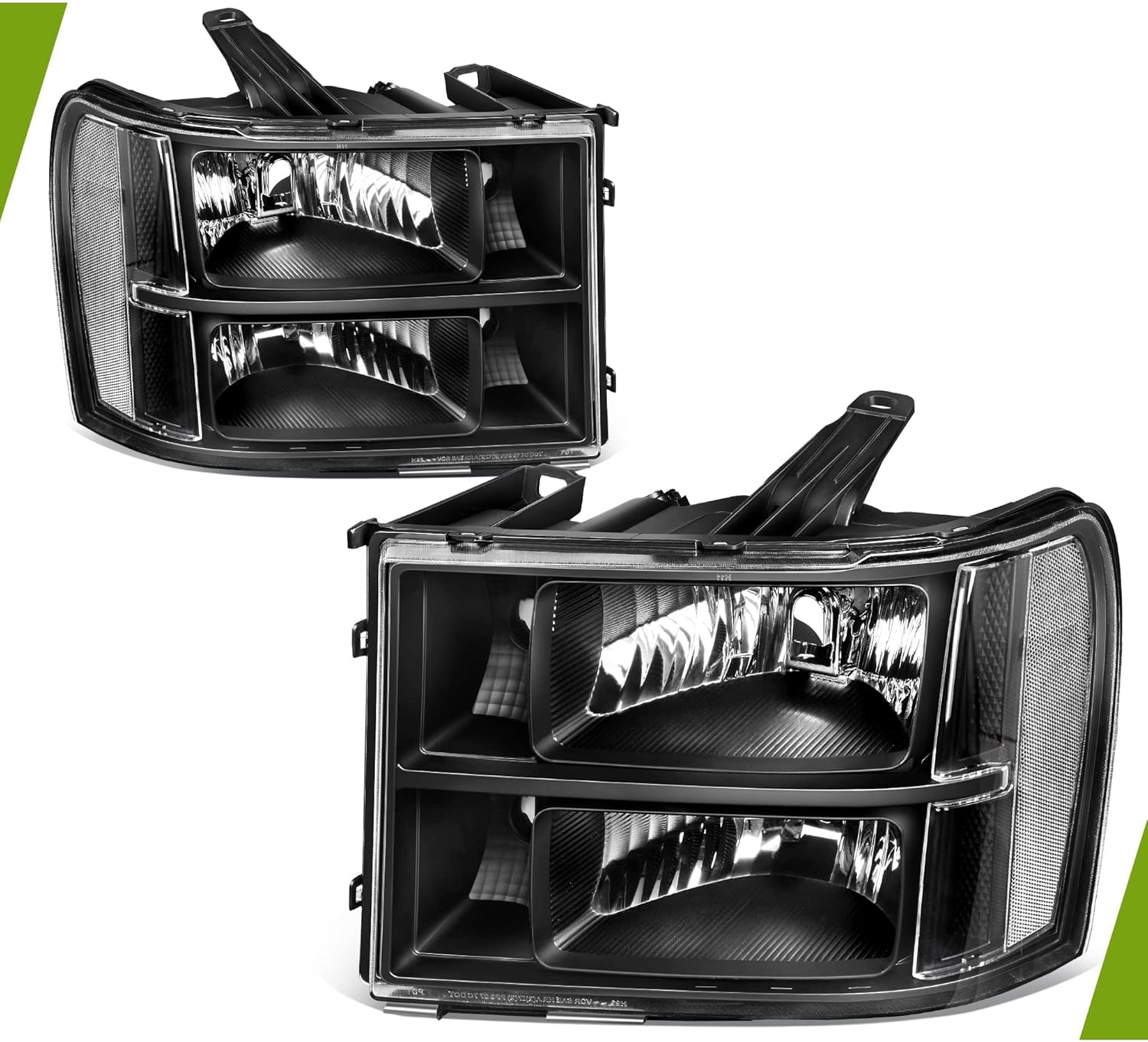 AUTOSAVER88 Headlight Assembly Compatible with 2007-2013 GMC Sierra 1500/2007-2014 Sierra 2500HD 3500HD Black Housing Clear Lens(Driver and Passenger