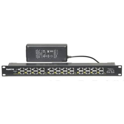 Visiontek PoE Injector - 12 Port Gigabit - Mode A/B - Rack Mount with A 48 Volt 120 Watt Power Supply 600012