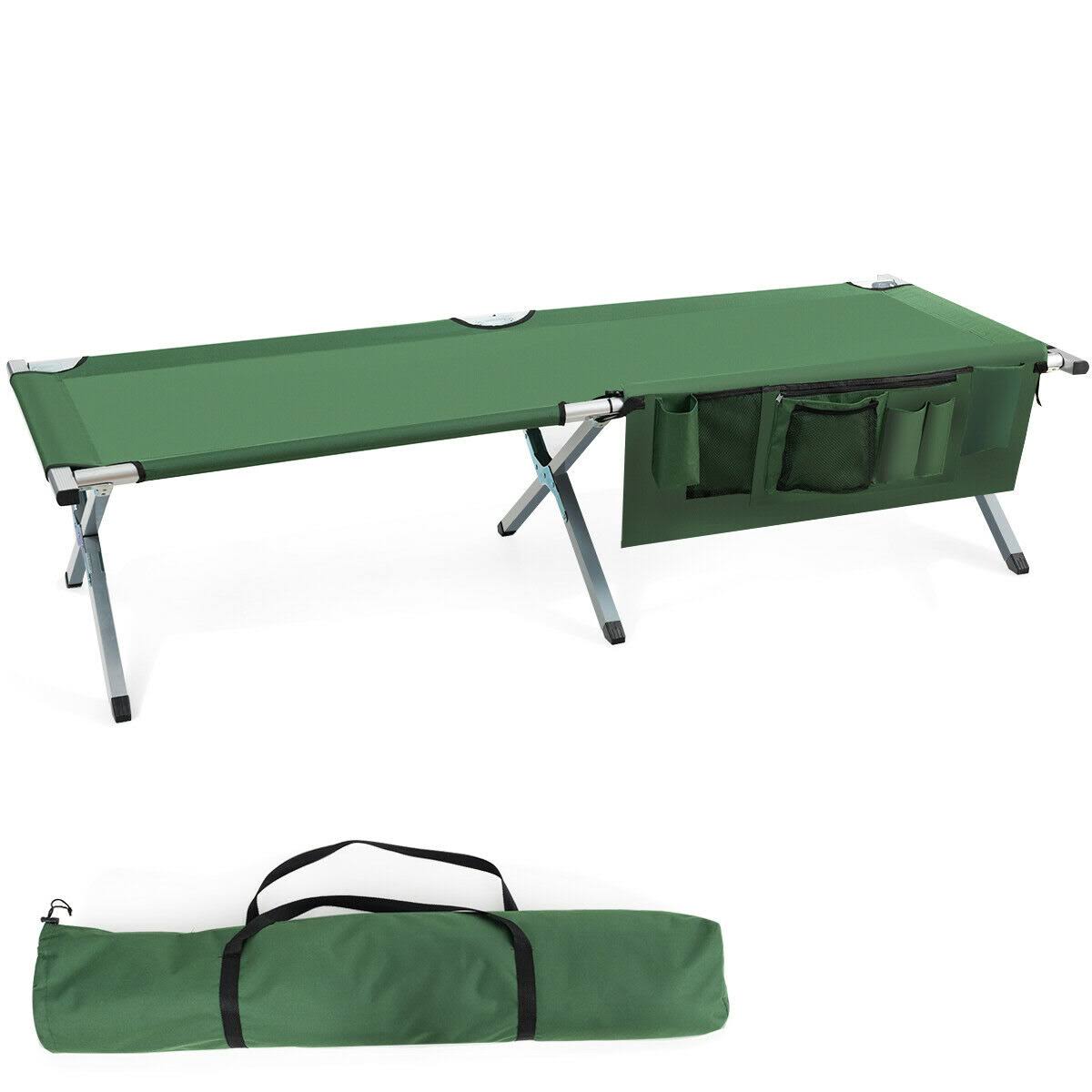 Folding Camping Cot Heavy-Duty Camp Bed with Carry Bag