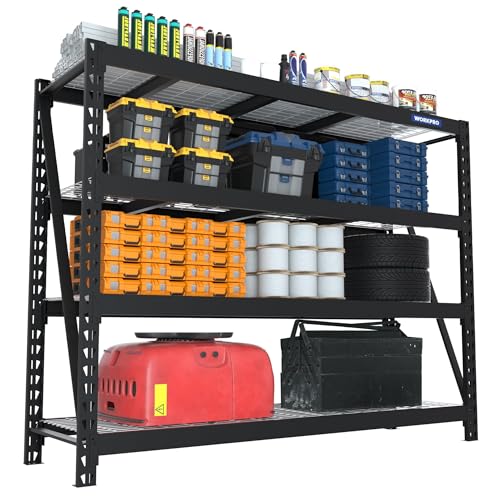 WORKPRO 5-Tier Metal Shelving Unit, 48”W x 24”D x 72”H, Heavy Duty Adjustable Storage Rack, 4000 lbs Load Capacity (Total), for Garage, Basement