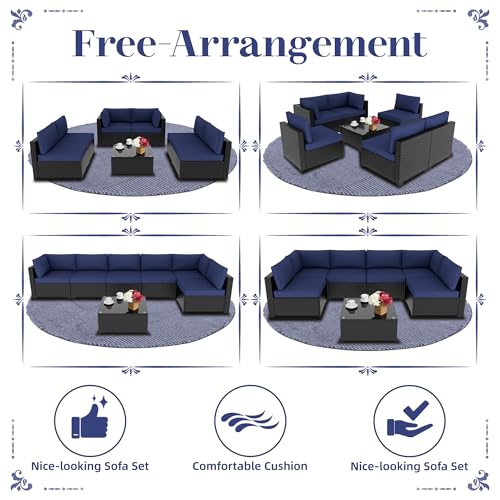 KIGOTY Patio Furniture Set 7 Pieces Conversation Sets, Outdoor Sectional Sofa