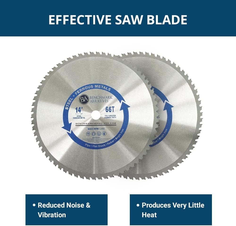Benchmark Abrasives 14" 80 Tooth Tungsten Carbide Tips Saw Blade for Thin Steel and Ferrous Metals