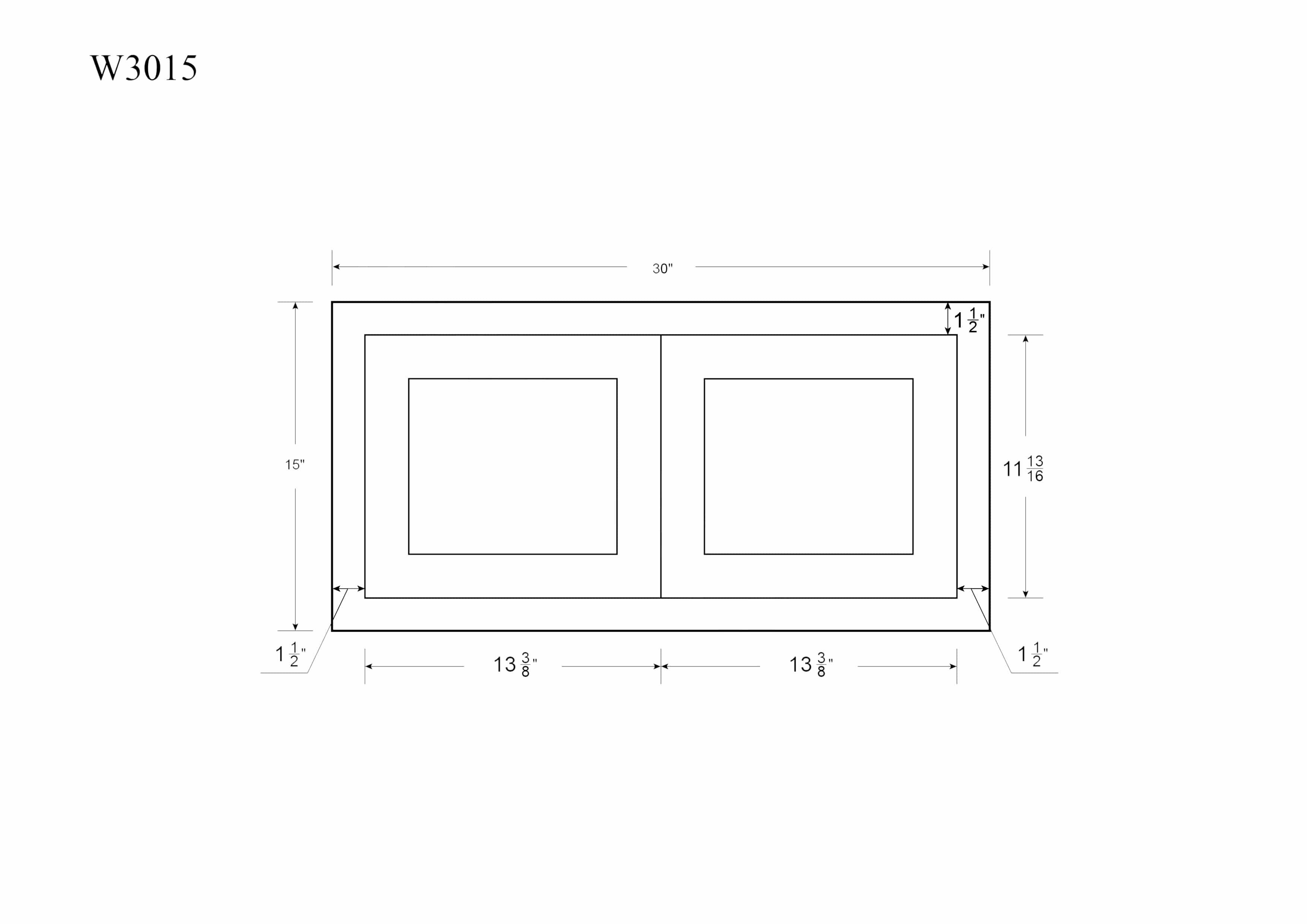 RTA Wholesalers 30x22 Wide Inset Bridge Light Gray Inset Shaker Wall Cabinet - Double Door 12x22 Tall