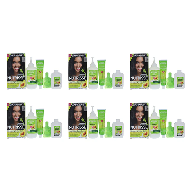 Garnier Nutrisse Nourishing Color Creme - 10 Black by Garnier for Unisex - 1 Application Hair Color - Pack of 6