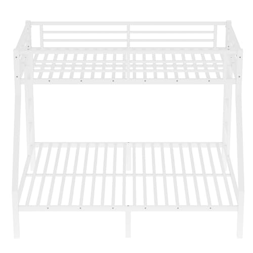 Heavy Duty Bunk Bed Frame with Ladder, Twin XL Over Twin XL Bunk Beds with Safety Guardrails, Adults Bunk Beds with Noise-Reducing Rubber Stoppers