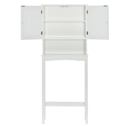 Over-The-Toilet Bathroom Cabinet with Shelf and Two Doors Space-Saving Storage, Easy to Assemble, White