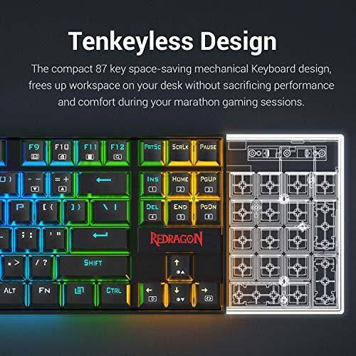 Redragon K552 Mechanical Gaming Keyboard 60% Compact 87 Key Black RGB Backlit