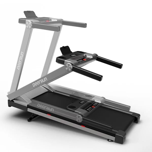 DeerRun Treadmills for Home with Incline and Handles, 3.5 HP Foldable Treadmill 350 LBS Weight Capacity for Small Spaces