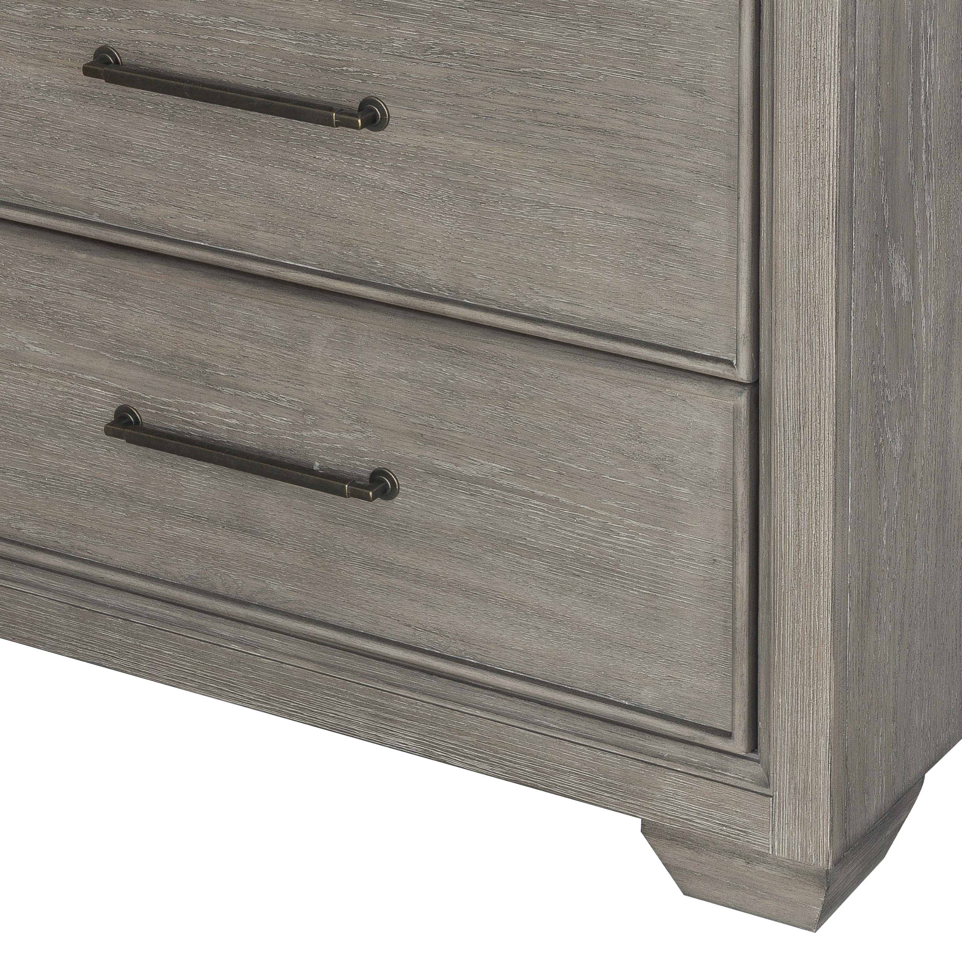 Ennesley Gray Wood Bedroom Set with Upholstered Panel Queen Bed, Dresser, Mirror, 2 Nightstand, and Chest