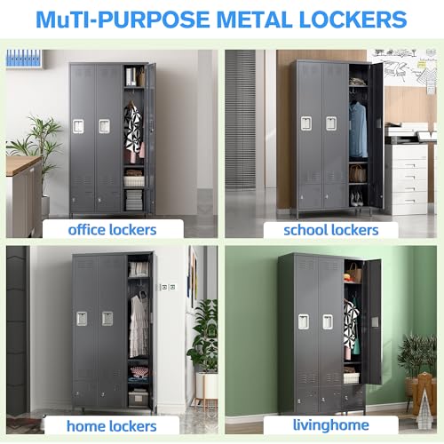 6 Door Metal Storage Locker 18 Hooks,Metal Locker for Employees with Lock for School Garage Office Gym Bedroom,Assembly Required