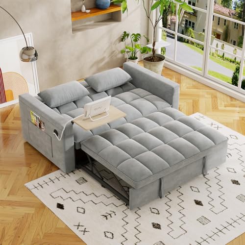 WIIS' IDEA Convertible Sofa Bed,3 in 1 Velvet Sleeper Sofa Pull-Out Bed