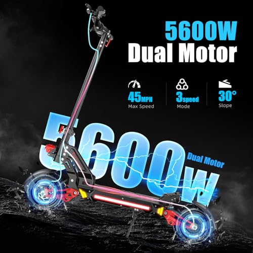 V2 5600W Dual Motor Electric Scooter for Adults, 48V20AH Lithium Battery, Up to 45MPH, 55 Miles Range, Dual Suspension, Dual Brakes, 3 Speed Modes