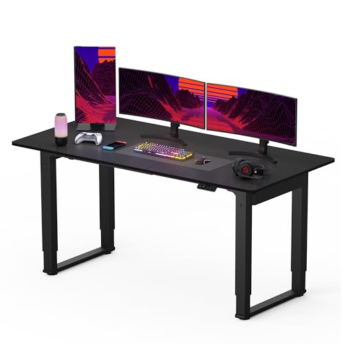 4 legs Standing Desk with Dual motor, large 63x30 inches electric adjustable height desk with splice board