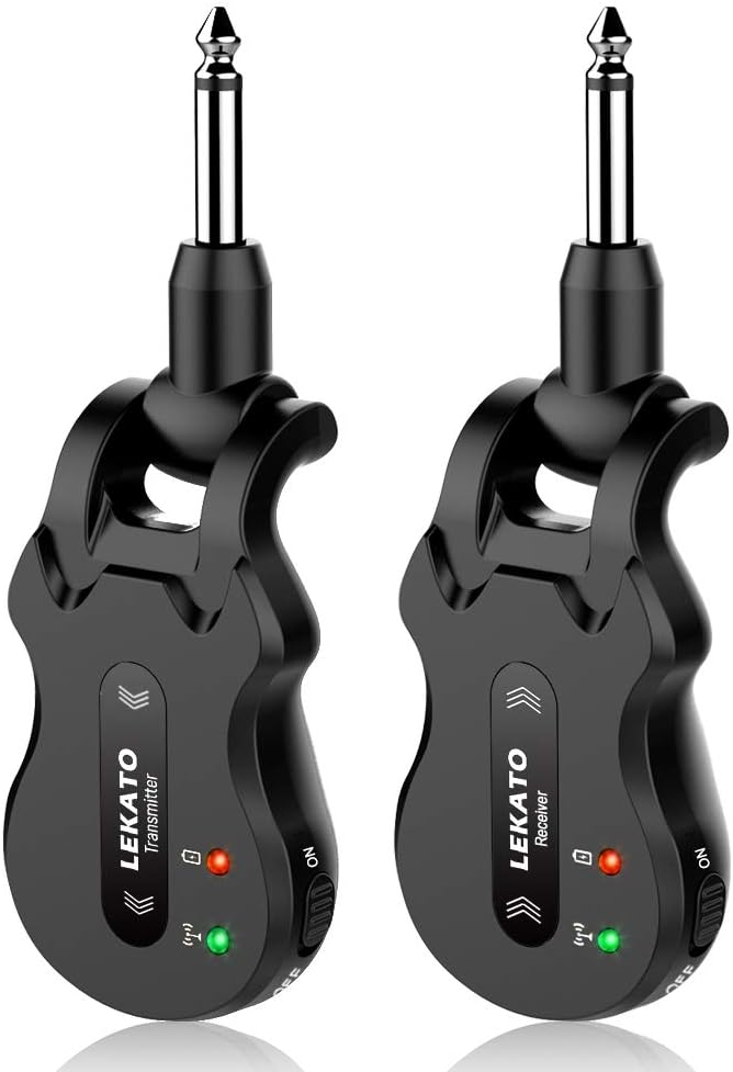LEKATO Wireless Guitar System Wireless Audio Electric Guitar Transmitter Receiver 4 Channels Transmission Range High Frequency Battery Rechargeable