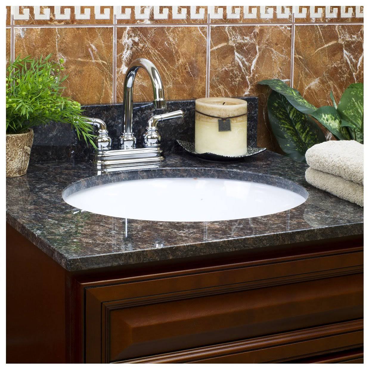 LessCare Horizon Tan Brown 37W 22D 8 in. Spread Single Vanity Top with Backsplash LGT37228