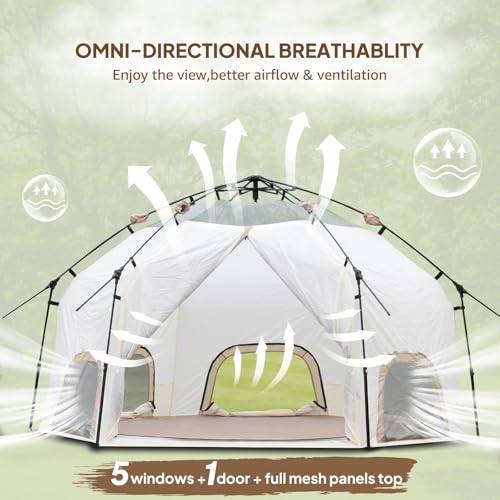 Chihee Camping Tents Pop-Up Stand-up Tent, Family Cabin Tent with Awning Porch 3-Person Outdoor Shelter with Screen Room Large Capacity