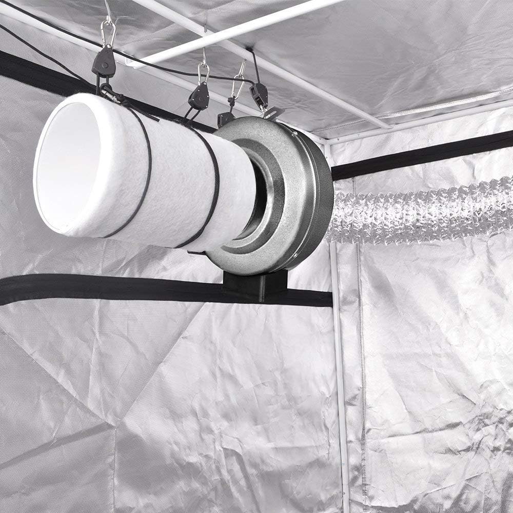 iPower 8 Inch 750 CFM Inline Fan Carbon Filter 25 Feet Ducting Combo with Variable Speed Controller and Rope Hanger for Grow Tent Ventilation