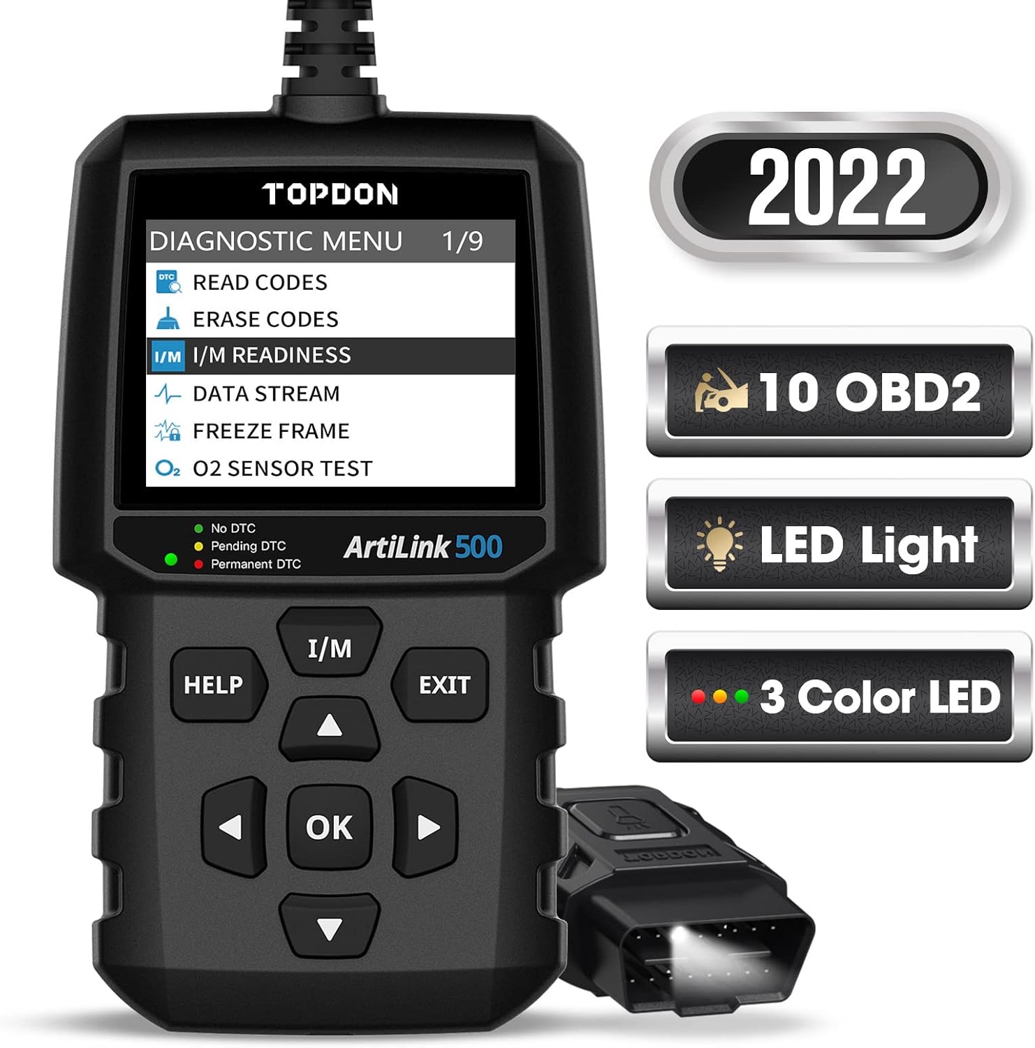 OBD2 Scanner, TOPDON AL500 Check Engine Code Reader, Scanner for Car with LED Light, Vehicle Diagnostic Tool, Read Codes, Clear Codes