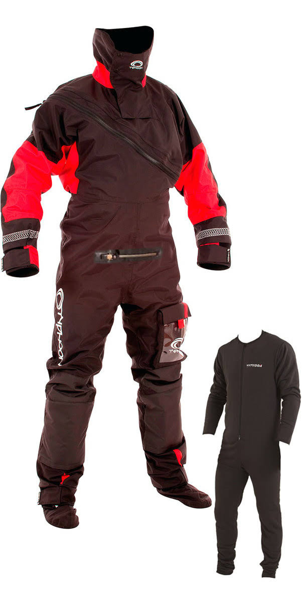 Typhoon Max B Drysuit Black/Red C/W Con Zip 2021 - Incl Undersuit