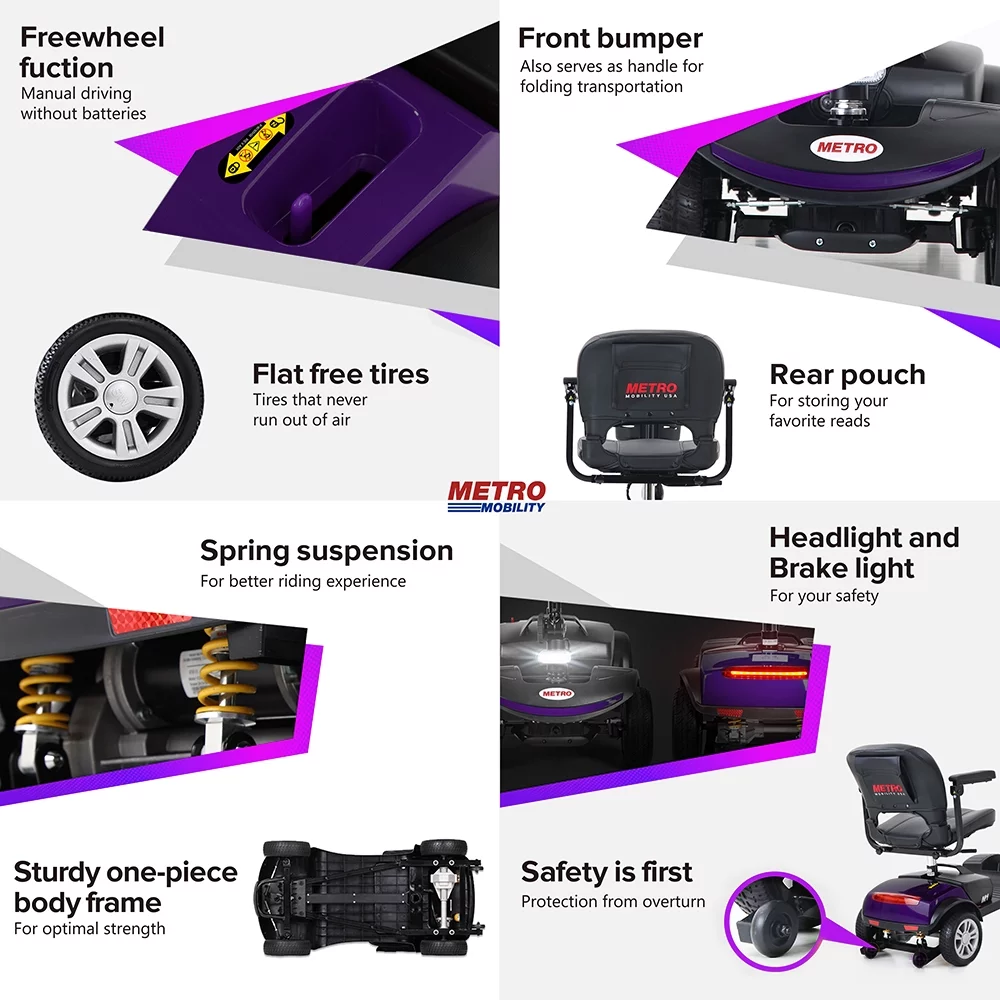 Outdoor Motorized Electric Carts for Senior, Heavy Duty Electric Scooters with 4 Wheel, Sliding Swivel Seat with Flip-Up Armrests for Adults