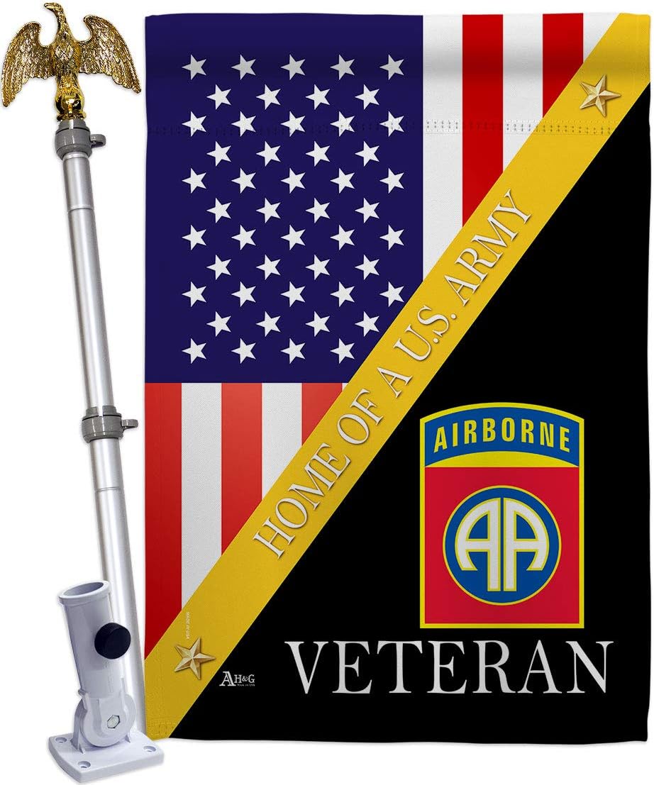 Home of 82nd Airborne House Flag - Eagle Set Armed Forces Army Rangers United State American Military Veteran Retire Official