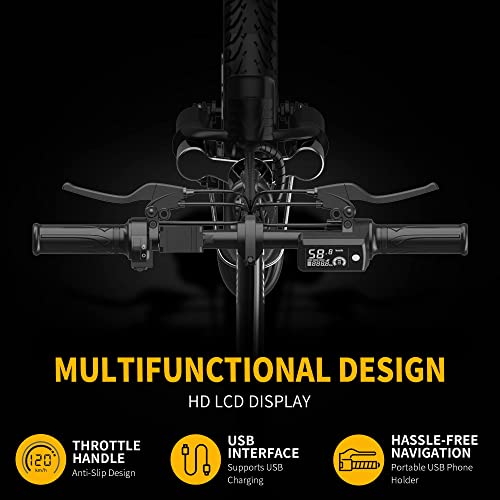 EBKAROCY Ebikes for Adults, 400W Motor 22MPH Max Speed, 14” Tire, 48V 15AH Removable Battery for Electric Bike, Multi-Shock Absorption, City Commuter