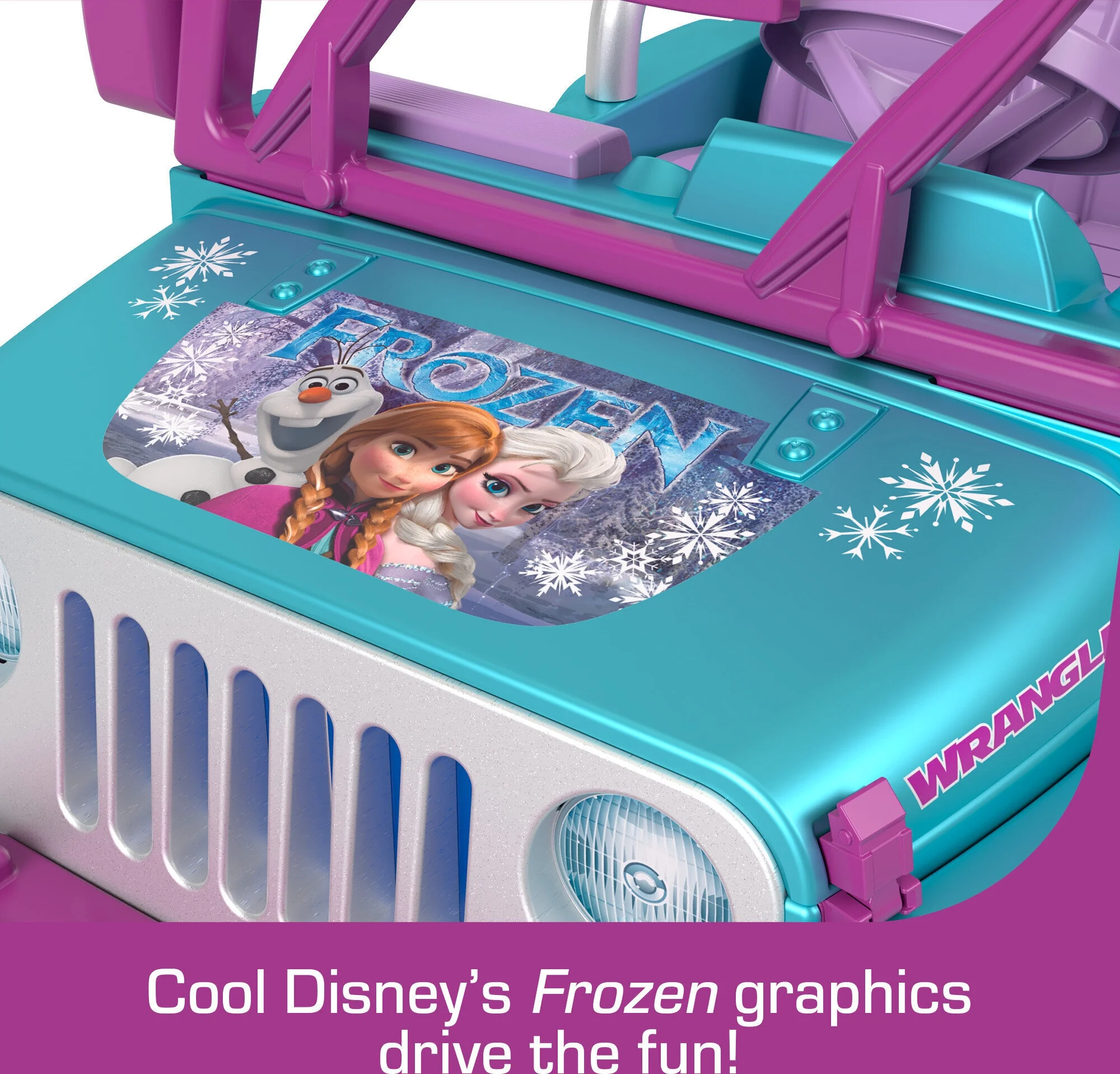 12V Power Wheels Disney Frozen Jeep Wrangler Battery-Powered Ride-On Toy Vehicle for Child Ages 3-7
