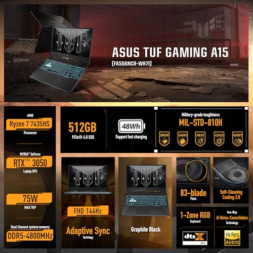 ASUS-TUF Gaming-Laptop RTX 4070 - i7-13620H - 15.6 FHD IPS Display - 64GB RAM -2TB PCIe SSD - RGB Backlit Keyboard - Windows 11 - G-SYNC - Gamer PC