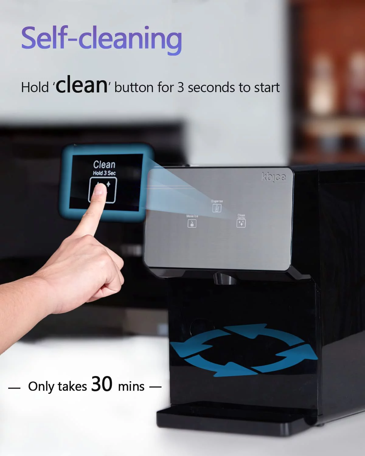 KBICE 2.0 Self Dispensing Countertop Nugget Ice Maker, Crunchy Pebble Ice Maker, Sonic Ice Maker, Produces Max 32 lbs of Nugget Ice per Day