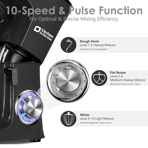 Kitchen in the Box Stand Mixer, 900W 8.5 QT Kitchen Electric Mixer, 10-Speed Large Capacity Tilt-head Food Mixer with Dough Hook, Wire Whip