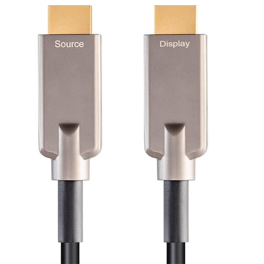 Monoprice AV HDR High Speed Outdoor HDMI Cable - 50 Feet - Black, 4K@60Hz, HDR, 18Gbps, Fiber Optic, AOC, YUV 4: Armored - SlimR