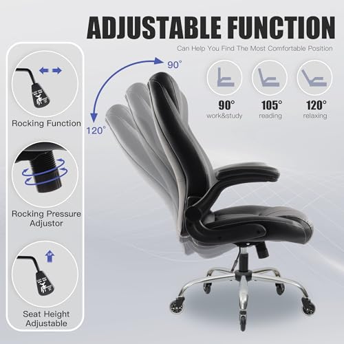 Big and Tall Office Chair for Heavy People 400lb, Executive Desk Computer Chair Adjustable Flip-up Armrests