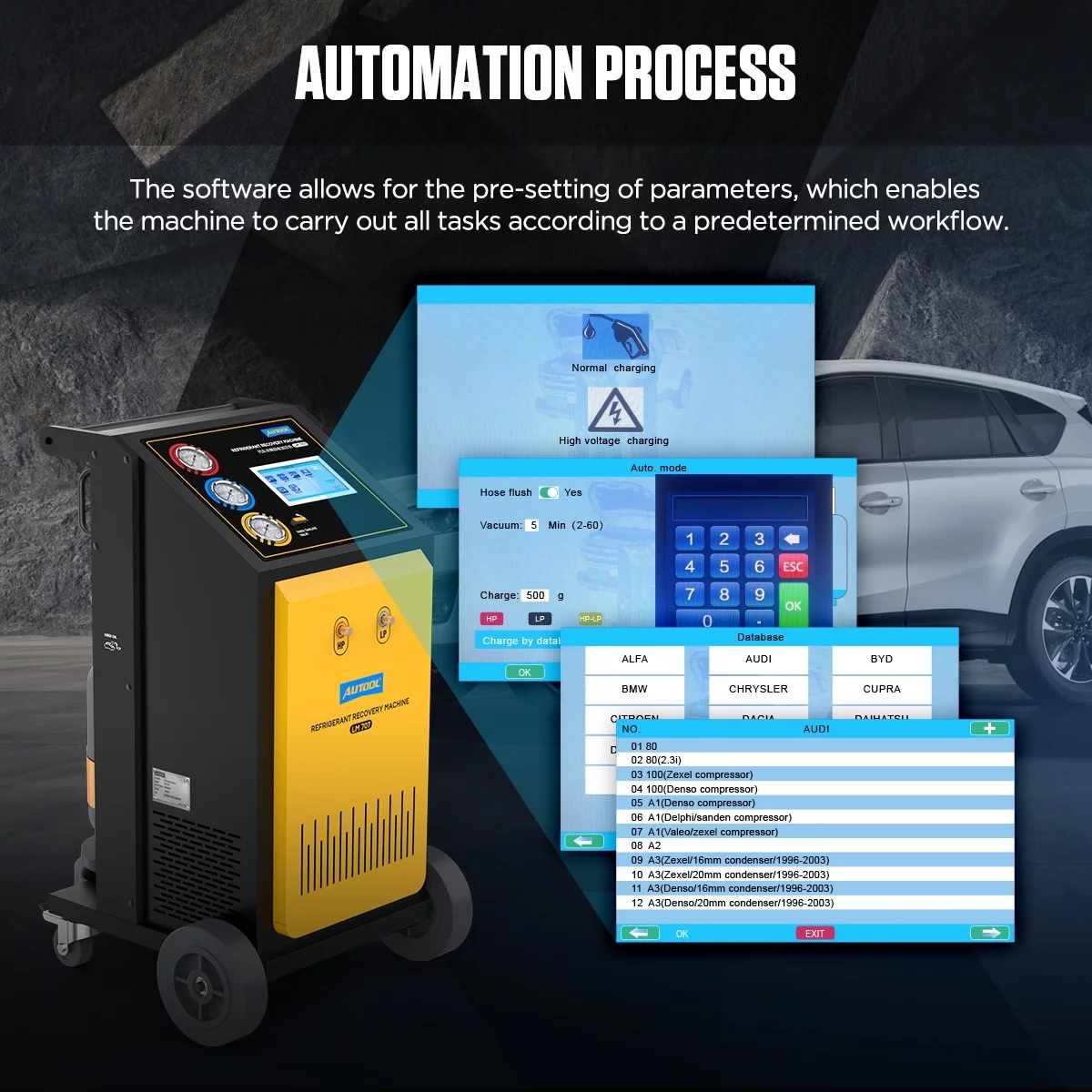 AUTOOL LM707 Automoatic AC Refrigerant Recharge Recovery Machine 3/8 HP Refrigerant Recovery Machine AC 110V 60Hz Refrigerant Recycle Filling Machine