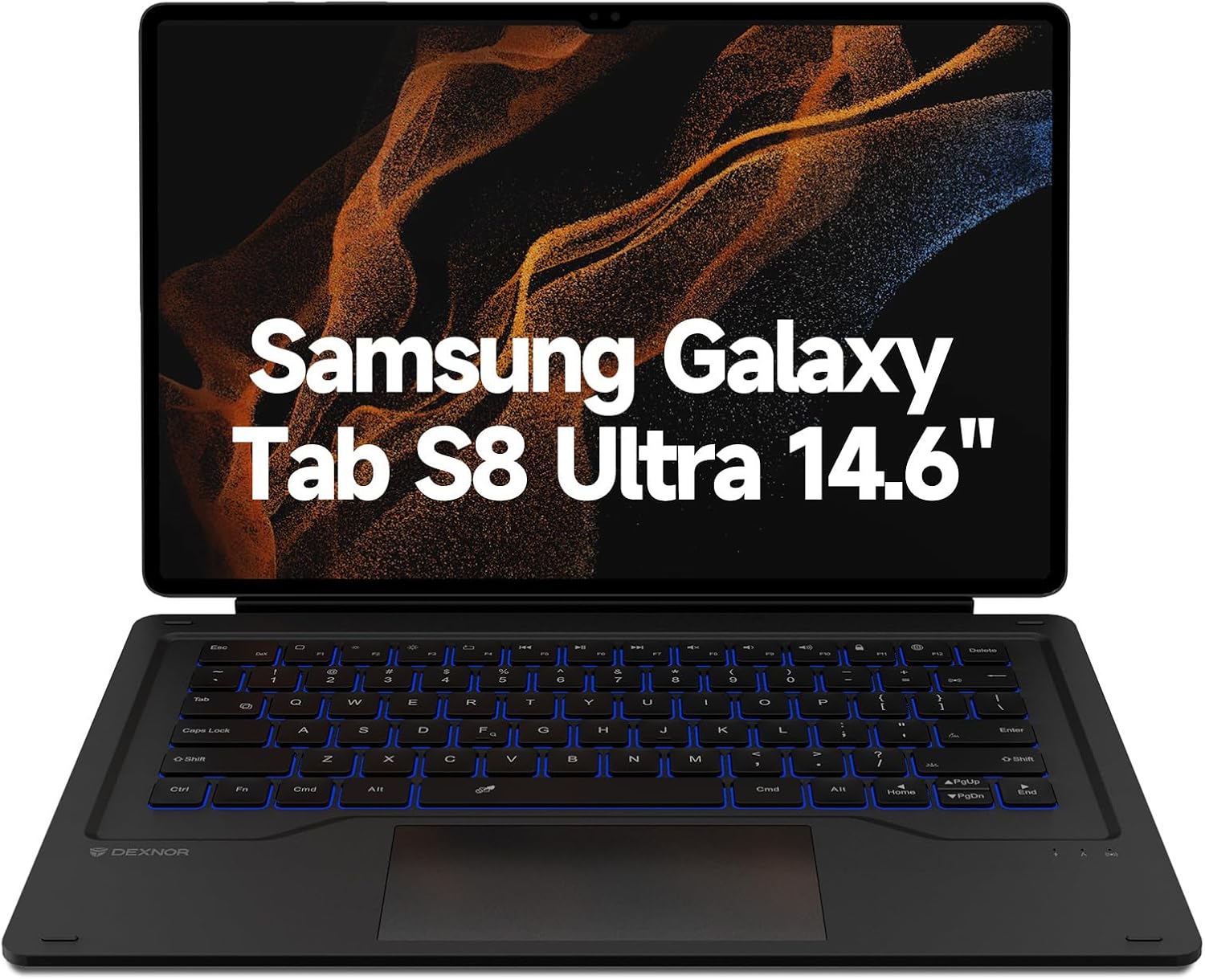 Dexnor Keyboard Case for Samsung Galaxy Tab S8 Ultra Keyboard 14.6 Inch Magnetic Detachable Book Cover Style Keyboard Multi-Touch Trackpad Backlit S