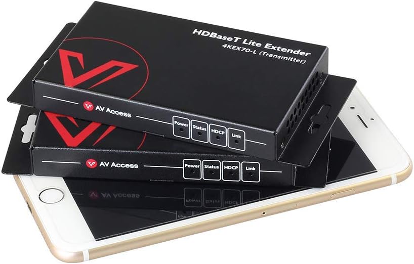 AV Access HDBaseT HDMI Extender Over Single Cat5e/6a/Cat7 Ethernet 4K@60Hz 130ft, 1080P@120Hz 230ft, PoE IR RS232 HDCP2.2, HDR, CEC, EDID (4KEX70-L)