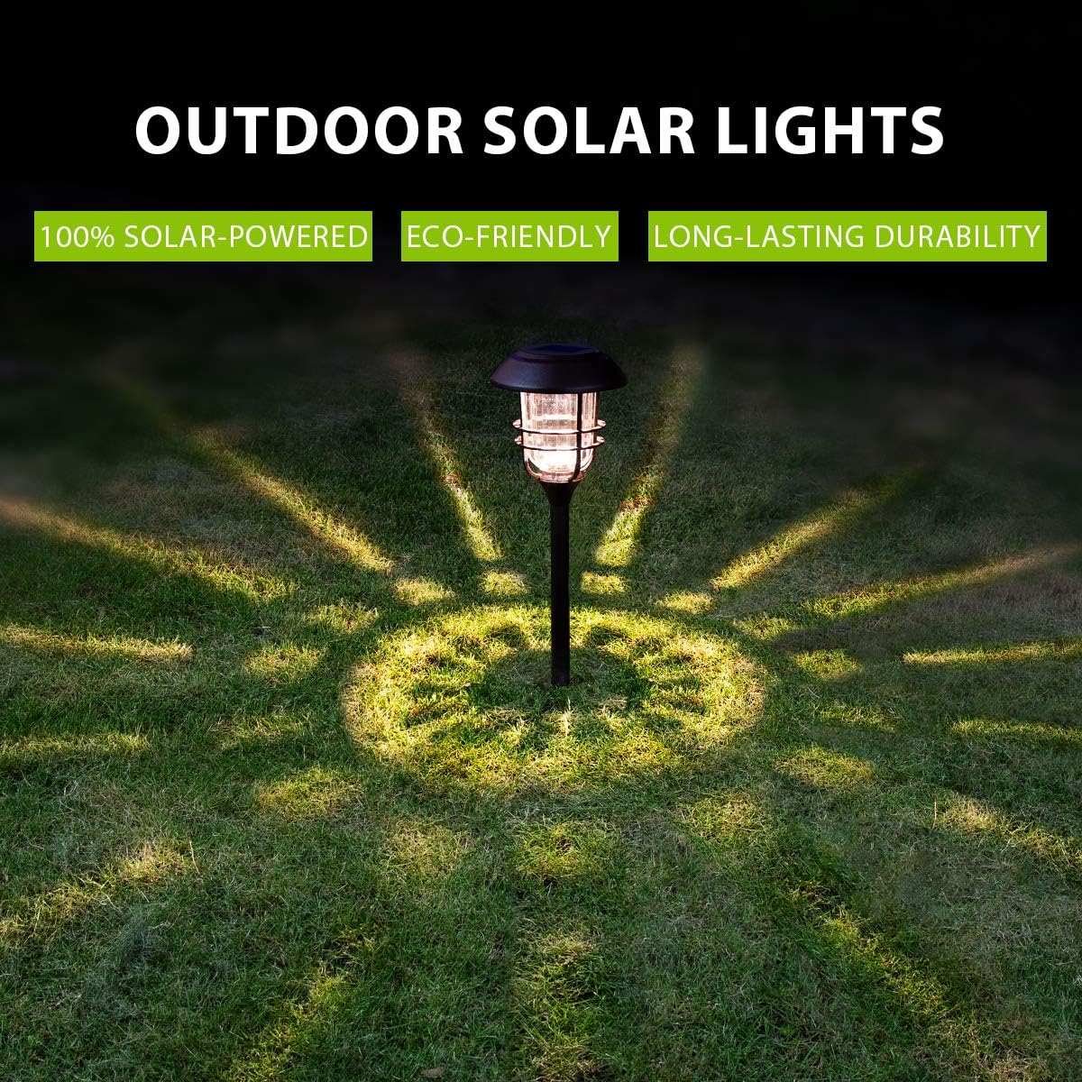 Solpex 4 Pack Solar Pathway Lights, Glass Metal Waterproof Solar Landscape Lights, 3500K Warm White