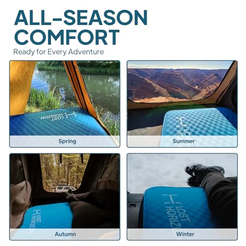 LOSTHORIZON Air & Foam Camping Mattress, Self-Inflating Sleeping Pad, 4.5" Thick, with Pump Sack, Cot
