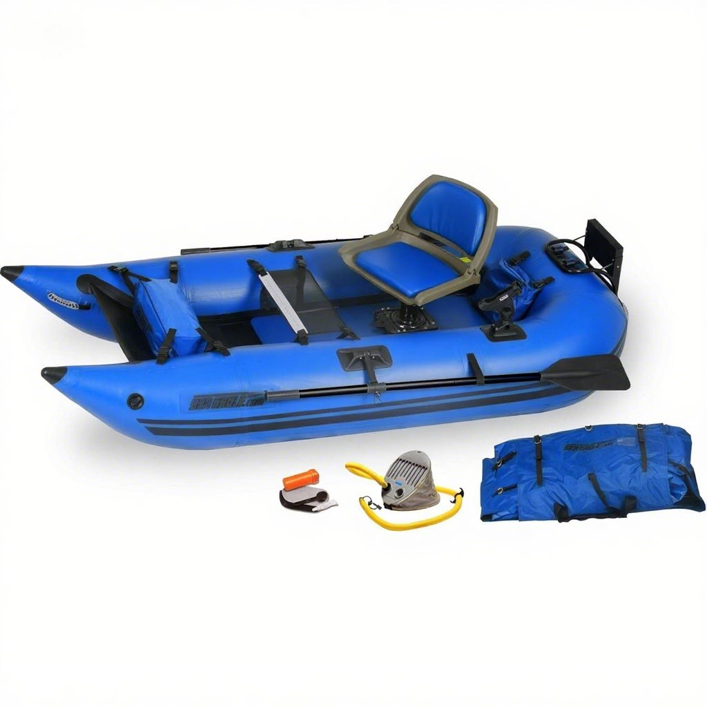 Sea Eagle 285 Frameless Inflatable 9' Pontoon Fishing Boat - 1 Person- Lightweight, Portable-Perfect for Hunting & Fishing-Sets up in 5 Minutes