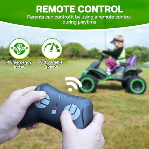 24V Ride on Toy for Big Kids, Kids' Electric Vehicles Outdoor Race Toy with 4 Strong Motors Total 300W Bluetooth Speaker and 24V 7AH Big Battery