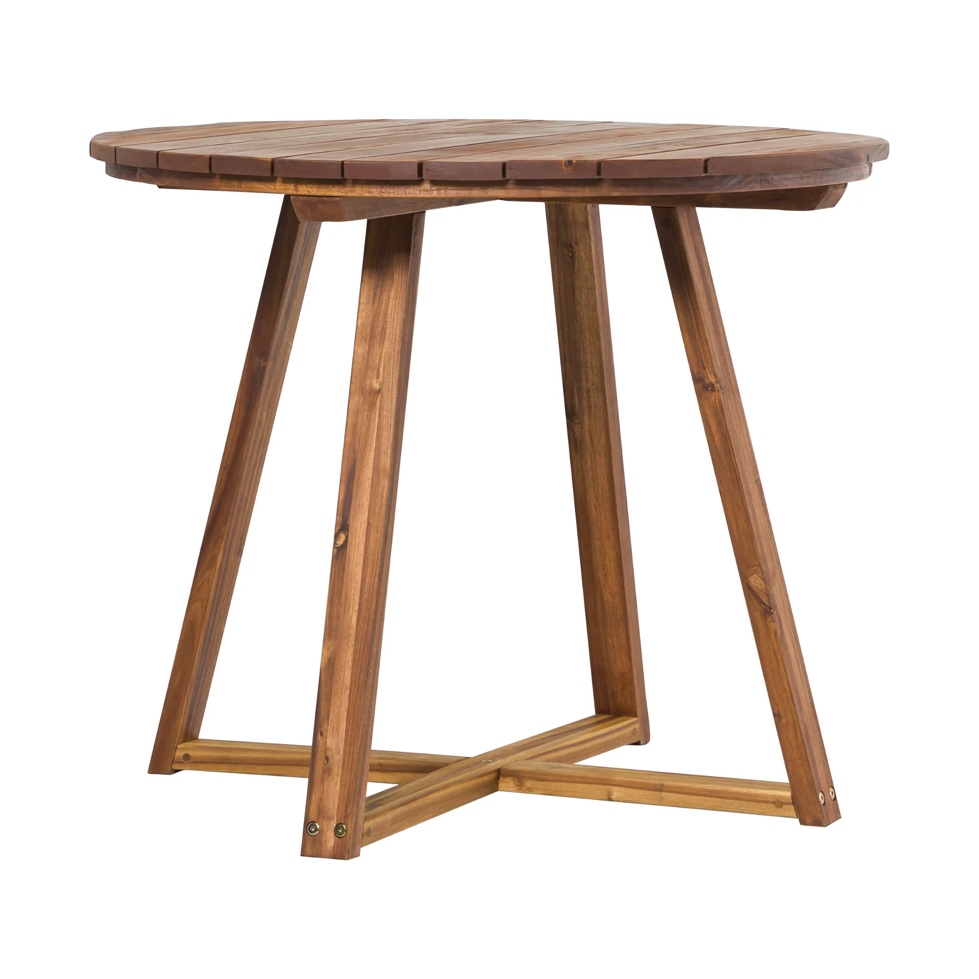 Walker Edison Modern 30” Solid Acacia Wood Outdoor Dining Table, Brown