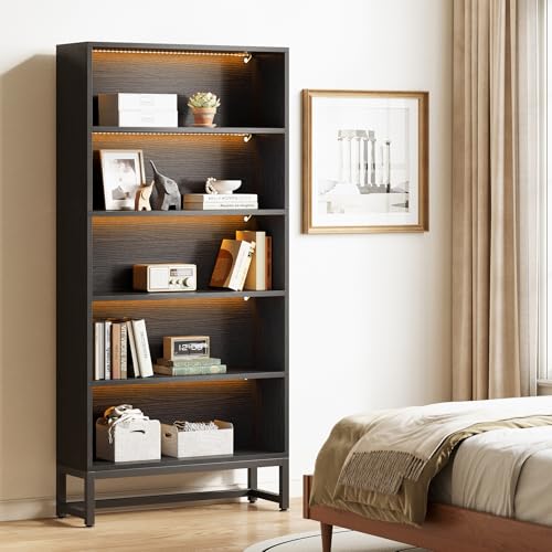 70.8 Inch Tall Bookcase and Bookshelf with Closed Back Shelf, 5-Tier Large Bookcases Organizer with Storage Shelves