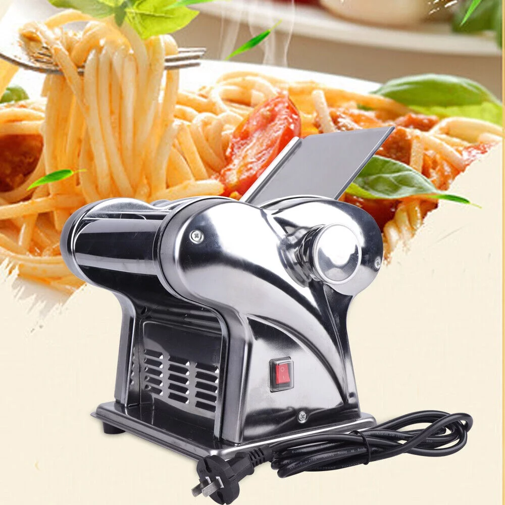 110V Pasta Maker Commercial Electric Pasta Machine 6-speed Adj Thickness Dumpling Dough Noodle Spaghetti Maker for Home W/Two Blades