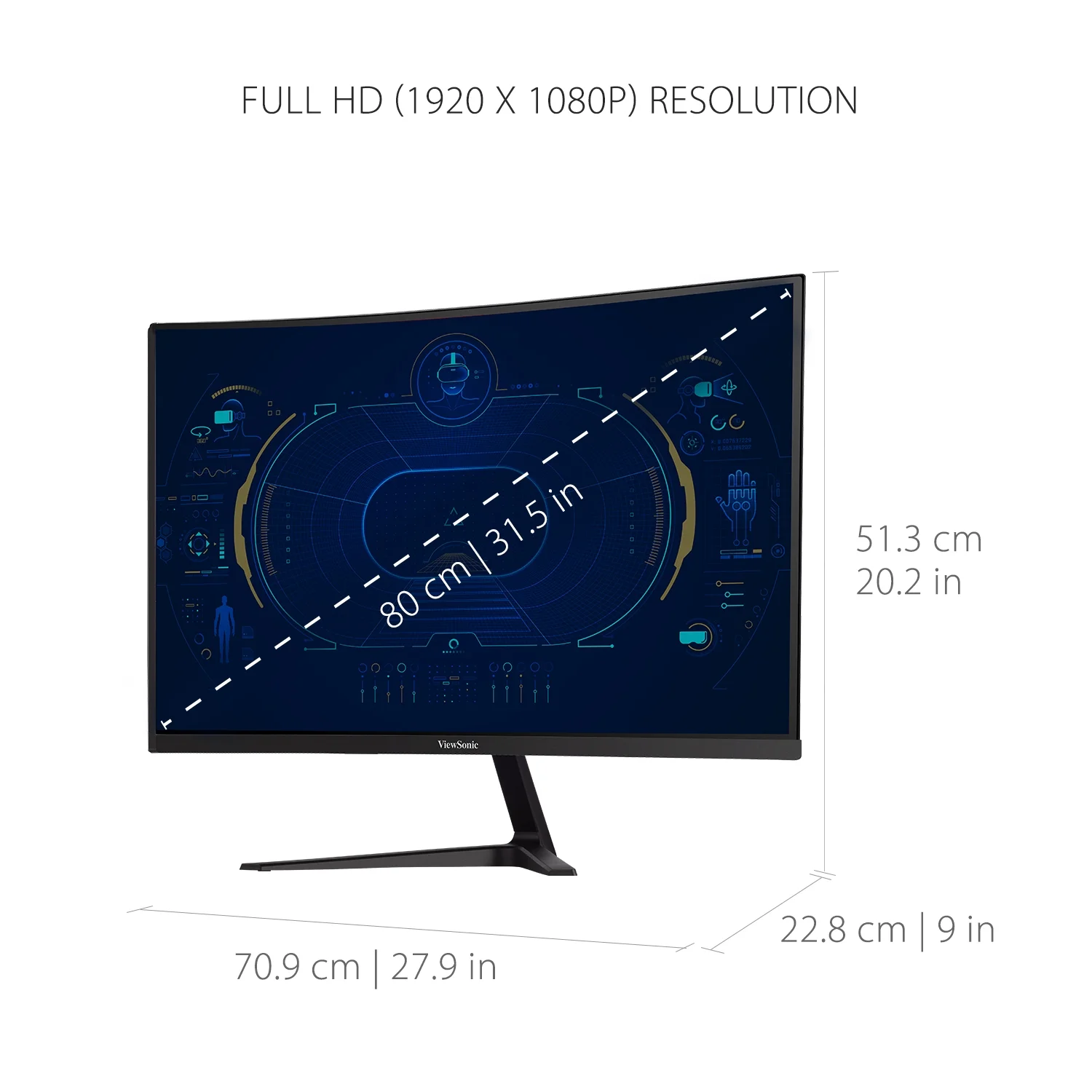 ViewSonic OMNI VX3218-PC-MHD 32 Inch Curved 1080p 1ms 165Hz Gaming Monitor with AMD FreeSync Premium, Eye Care, HDMI and Display Port