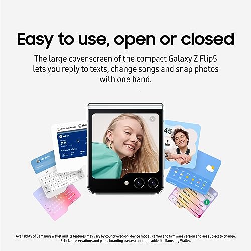 Samsung Galaxy Z Flip5 AI Cell Phone, 256GB Unlocked Android Smartphone, Compact Foldable Design, One-Hand Control, Best Selfies, Large Cover Screen